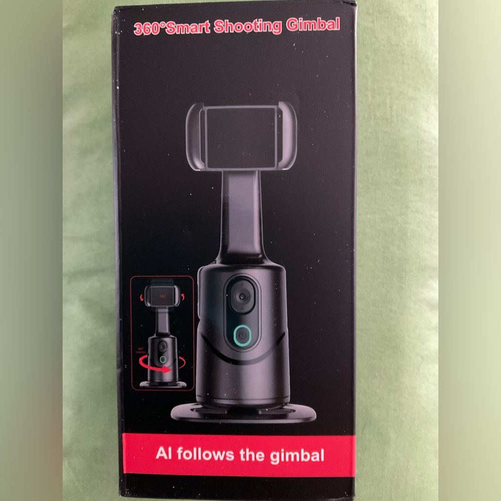 Black Auto Face Tracking Tripod 360* Rotation Phone Mount, Model Q12 $30 NIB